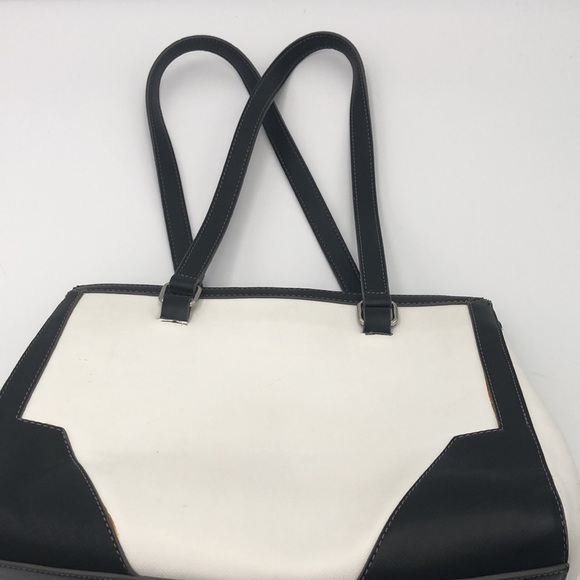 Chaps Black and White Color Block Bag Purse - Picture 5 of 10